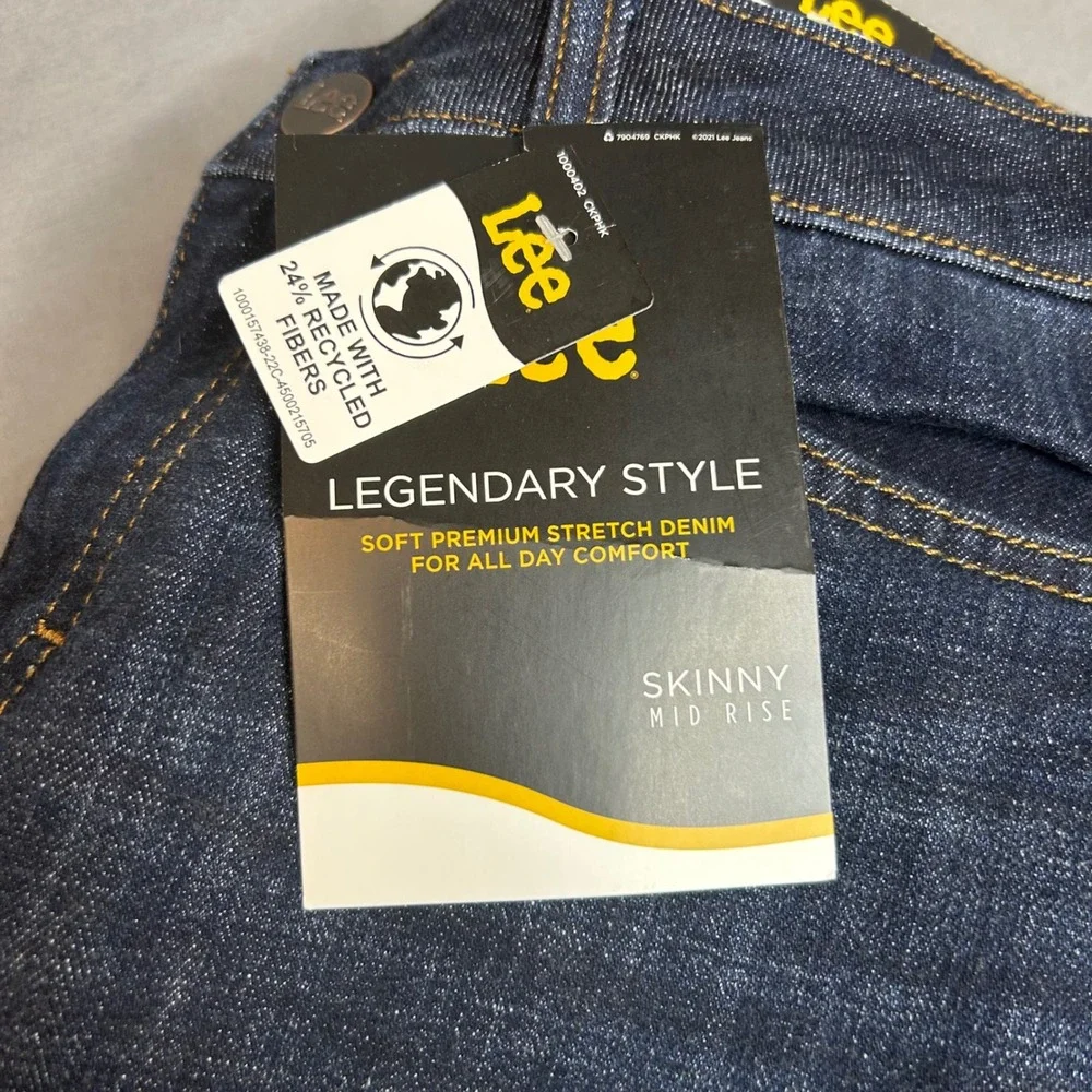 Lee Womens Legendary Skinny Mid Rise Jeans‎ Dark Wash Blue 8 Long 1000157438-22C